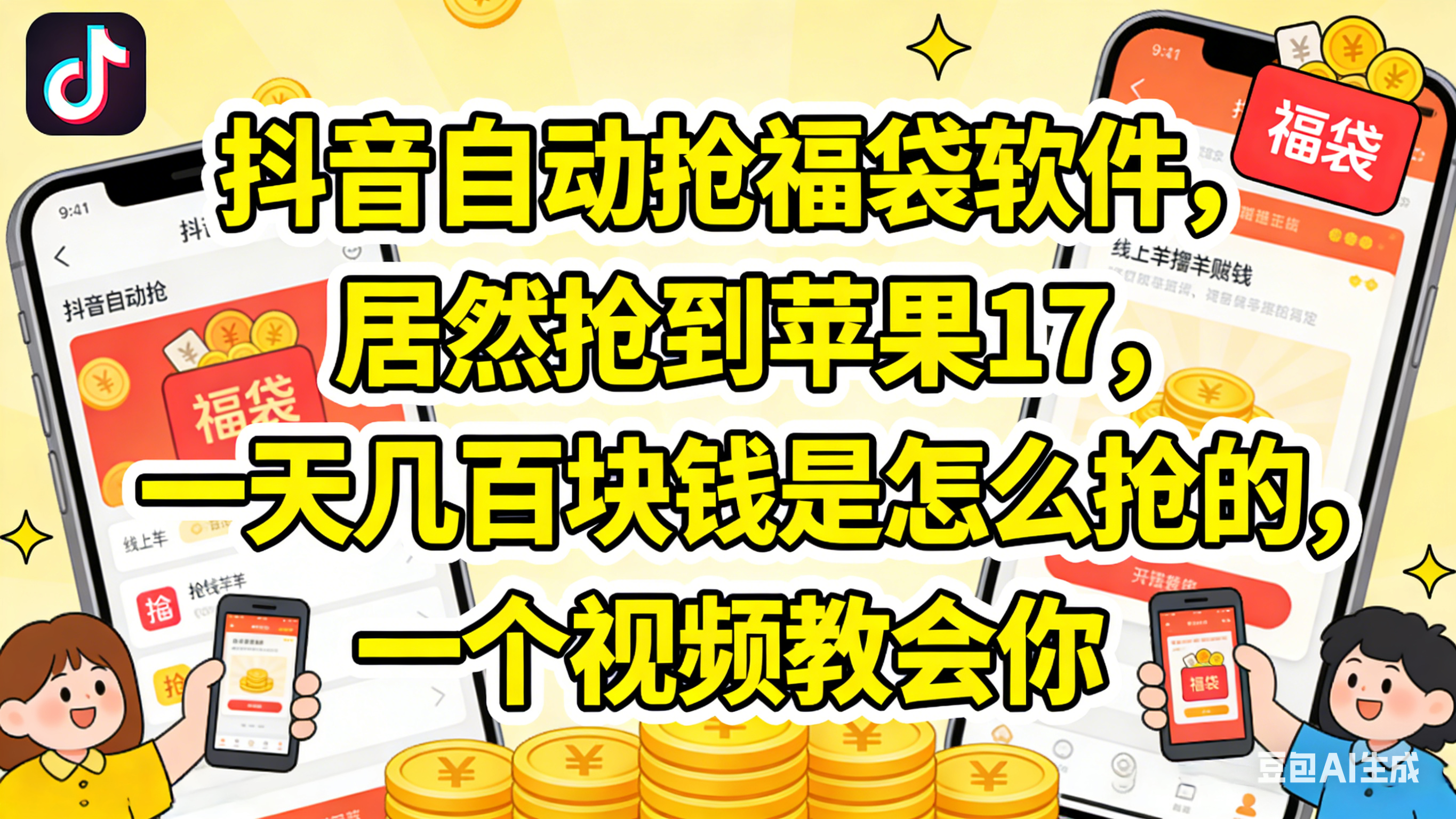 抖音抢福袋，居然抢到苹果17，一天几百块钱是怎么抢的，一个视频教会你