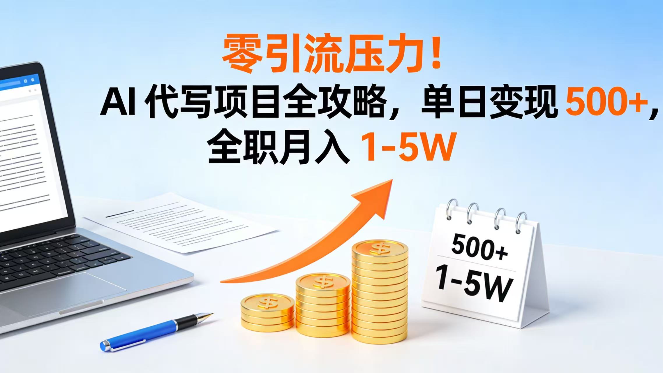 零引流压力！AI 代写项目全攻略，单日变现 500+，全职月入 1-5W