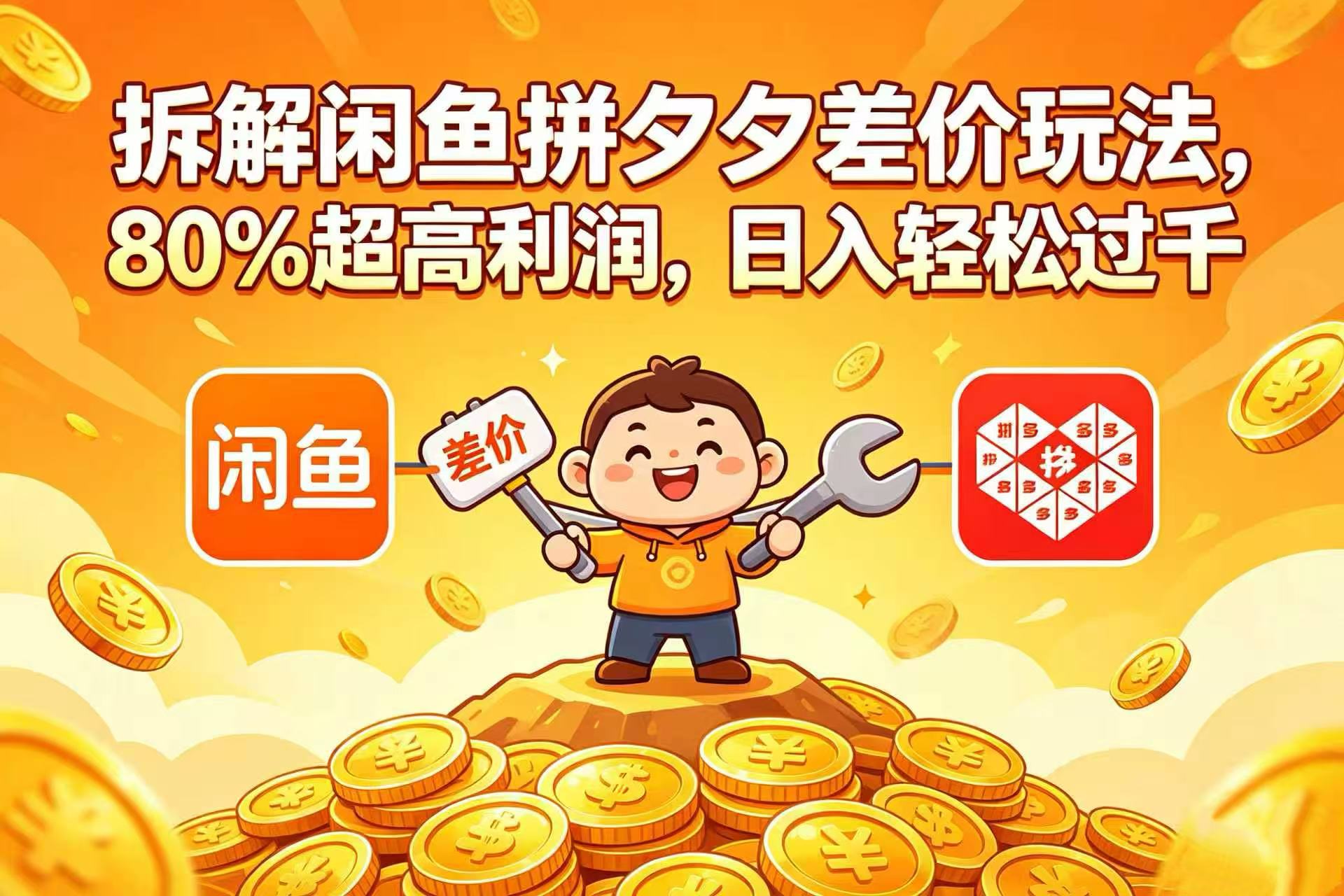 拆解闲鱼拼夕夕差价玩法,80% 超高利润,日入轻松过千